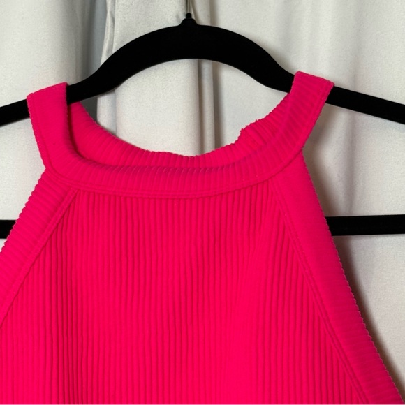 Aerie Superchill Seamless High Neck Bra Top XL Longline Hot Pink - Picture 4 of 11